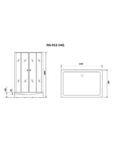 Душевой уголок Niagara Eco 120х80 NG-012-14Q Black профиль Черный стекло с рисунком