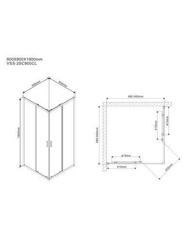 Душевой уголок Vincea Scala 90х90 VSS-2SC900CL профиль Хром стекло прозрачное