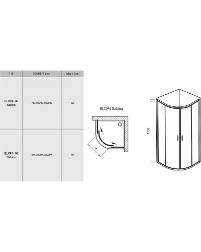 Душевой уголок Ravak Blix BLCP4-90 Sabina 90x90 3B270140Z1 профиль Белый стекло Transparent