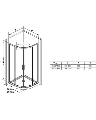 Душевой уголок Ravak Blix Slim BLSCP4-80 80x80 X3BM40C00Z1 профиль Хром стекло Transparent
