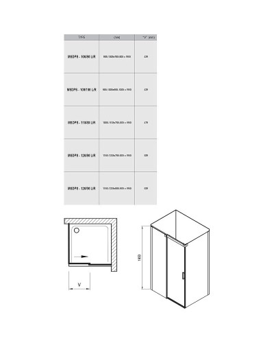 Душевой уголок Ravak Matrix MSDPS 100х100 L 0WLAA100Z1 профиль Белый стекло Transparent