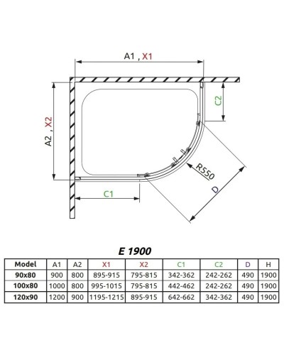 Душевой уголок Radaway Premium Plus E 120×90 30493-01-02N матовое