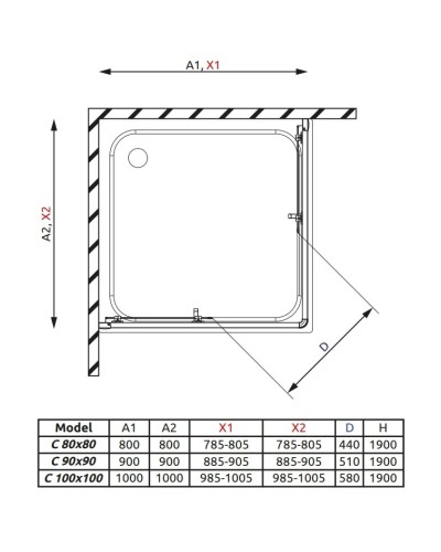 Душевой уголок Radaway Premium Plus C 100×100 графитовое