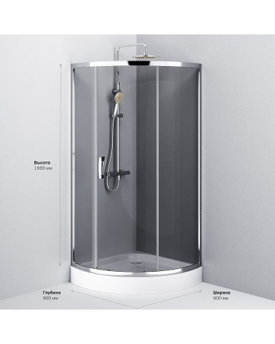Душевой уголок AM.PM Like Solo Slide 90x90 W83G-315-090CG профиль Хром глянцевый стекло тонированное