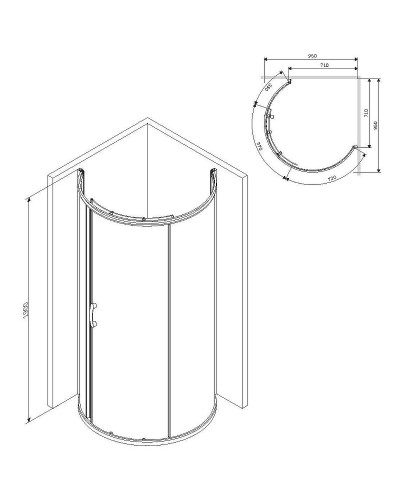 Душевой уголок AM.PM Like Round 95х95 W83G-333-095CT профиль Хром глянцевый стекло прозрачное