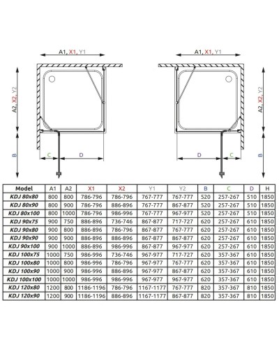 Душевой уголок Radaway Torrenta KDJ 120 R×90 графитовое