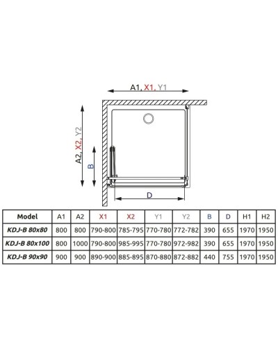 Душевой уголок Radaway EOS KDJ B 80 L×80 прозрачное