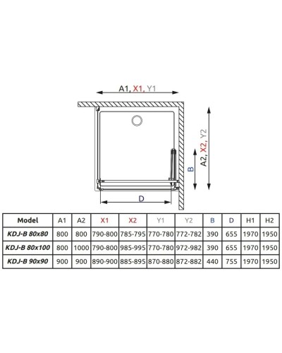 Душевой уголок Radaway EOS KDJ B 80 R×100 прозрачное