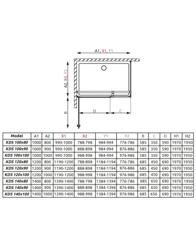 Душевой уголок Radaway EOS KDS 100 L×90 прозрачное