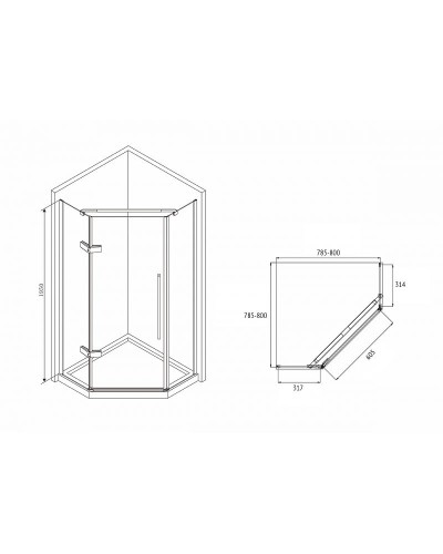 Душевой уголок Abber Ewiges Wasser 80х80 AG05080B профиль Черный стекло прозрачное