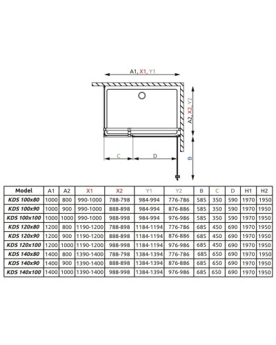 Душевой уголок Radaway EOS KDS 120 R×100 прозрачное