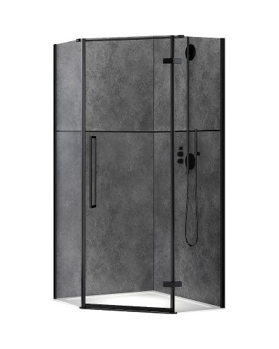 Душевой уголок Abber 100х100 AG05100B профиль Черный стекло прозрачное