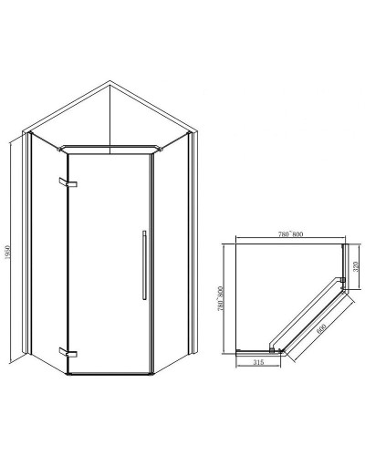 Душевой уголок Abber 100х100 AG05100B профиль Черный стекло прозрачное