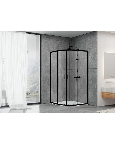 Душевой уголок Abber 90х90 AG01090B профиль Черный стекло прозрачное