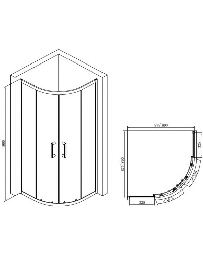 Душевой уголок Abber 90х90 AG01090B профиль Черный стекло прозрачное