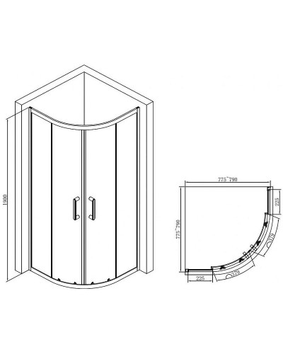 Душевой уголок Abber 80х80 AG01080B профиль Черный стекло прозрачное