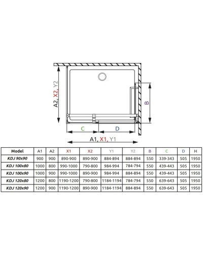 Душевой уголок Radaway Carena KDJ 100 R×90 прозрачное