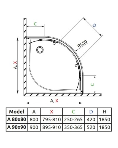 Душевой уголок Radaway Classic A 80×80×185 матовое