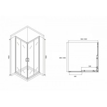 Душевой уголок Abber Schwarzer Diamant 100х100 AG02100B профиль Черный стекло прозрачное