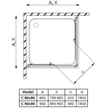 Душевой уголок Radaway Classic C 90×90 графитовое