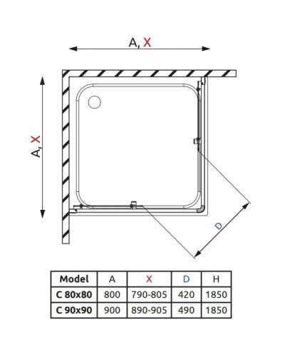 Душевой уголок Radaway Classic C 90×90 белый/коричневое