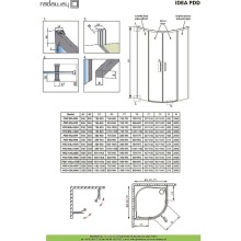 Душевая стенка Radaway Idea PDD 90Lх90R 387140-01-01 боковая профиль Хром стекло прозрачное