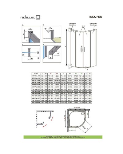 Душевая стенка Radaway Idea PDD 90Lх90R 387140-01-01 боковая профиль Хром стекло прозрачное