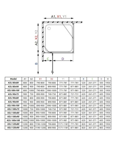 Душевой уголок Radaway Almatea KDJ 100 L×80 коричневое