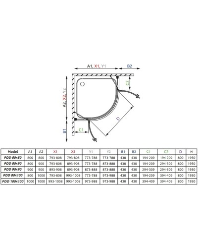 Душевой уголок Radaway Almatea PDD 100×100 графитовое