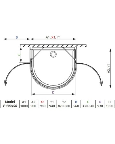 Душевой уголок Radaway Almatea P 100×90 прозрачное