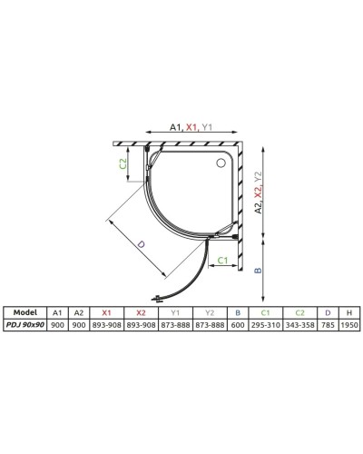 Душевой уголок Radaway Almatea PDJ 90×90 R прозрачное