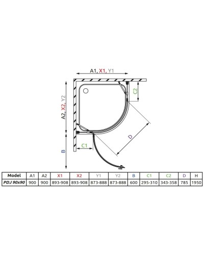 Душевой уголок Radaway Almatea PDJ 90×90 L графитовое