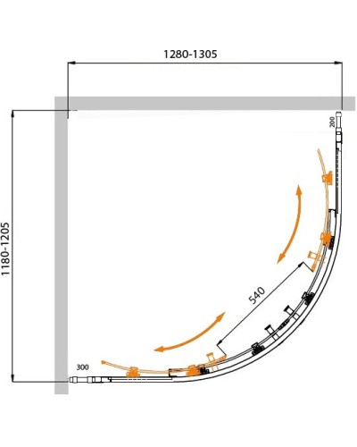 Душевой уголок CEZARES MOLVENO-RH-22-130/120-P-Cr
