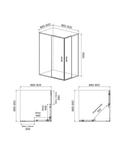 Душевой уголок Iddis Zodiac 90х90 ZOD6CS9i23 профиль алюминий стекло прозрачное