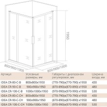 Душевой уголок Good Door Idea CR-100-C-CH 100х100 профиль Хром стекло прозрачное