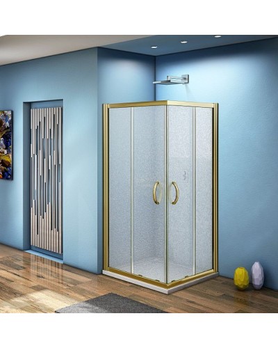 Душевой уголок Good Door Jazze 100x100 CR-100-C-G профиль Золото стекло прозрачное
