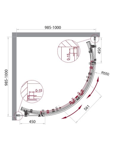 Душевой уголок BelBagno Acqua 100x100 ACQUA-R-2-100-C-Cr профиль Хром стекло прозрачное