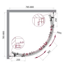 Душевой уголок BelBagno Acqua 80x80 ACQUA-R-2-80-C-Cr профиль Хром стекло прозрачное