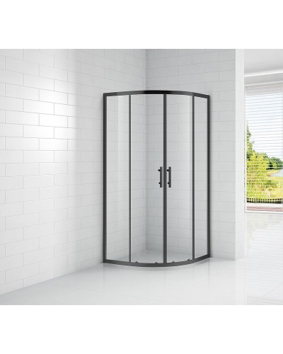 Душевой уголок Cezares Eco 100х100 ECO-O-R-2-100-C-NERO профиль Черный матовый стекло прозрачное
