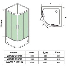 Душевой уголок WeltWasser WW500 С 80х80 10000004082 профиль Хром матовый стекло прозрачное