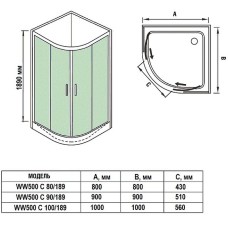 Душевой уголок WeltWasser WW500 С 80х80 10000004085 профиль Хром матовый стекло прозрачное