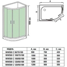 Душевой уголок WeltWasser WW500 С 120х90 10000004096 профиль Хром матовый стекло прозрачное