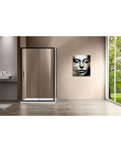 Душевой уголок Vincea Garda 140х80 VSR-1G8014CLB профиль Черный стекло прозрачное