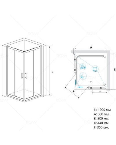Душевой уголок RGW Passage PA-31 80х80 02083188-11 профиль Хром стекло прозрачное