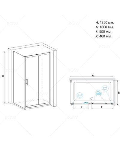 Душевой уголок RGW Passage PA-145 100х90 020814590-11 профиль Хром стекло прозрачное