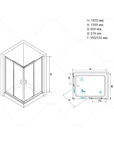 Душевой уголок RGW Passage PA-146 120х80 020814682-11 профиль Хром стекло прозрачное