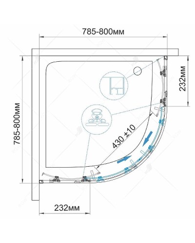 Душевой уголок RGW Classic CL-53 80х80 06095388-11 профиль Хром стекло прозрачное