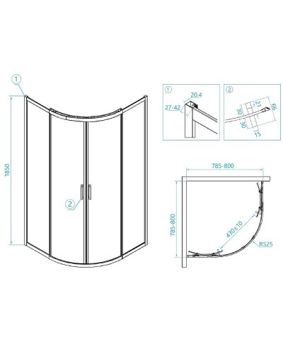 Душевой уголок RGW Classic CL-53 80х80 06095388-11 профиль Хром стекло прозрачное