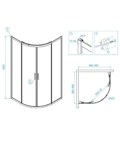 Душевой уголок RGW Classic CL-53-B 90х90 06095399-14 профиль Черный стекло прозрачное