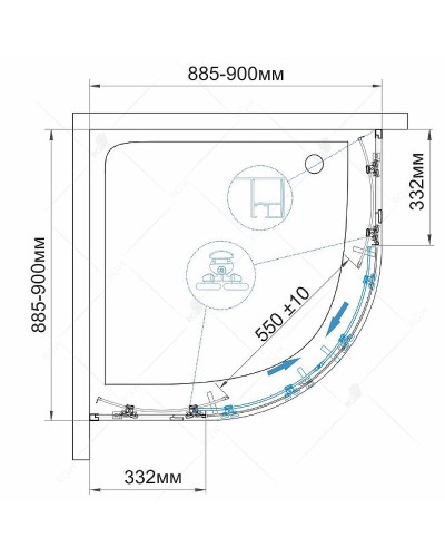 Душевой уголок RGW Classic CL-53-B 90х90 06095399-14 профиль Черный стекло прозрачное